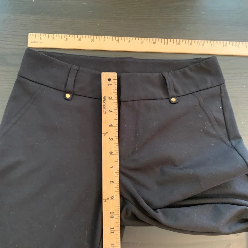 Michael Kors Women Black Ankle Dress Pants Gold Hardware Stretch Size 6 Nautical